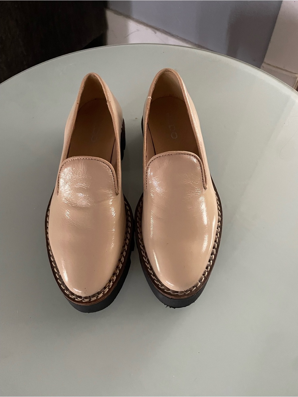 Aldo Beige Slip-On Loafer with Black Lug Sole